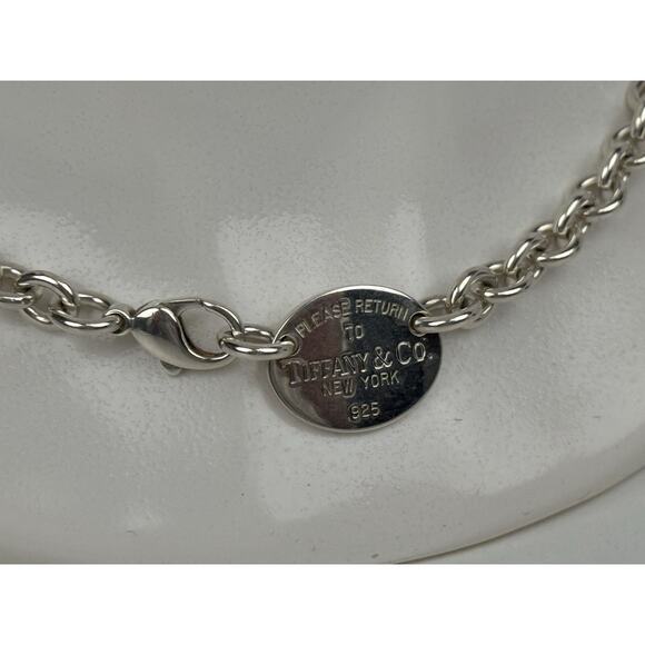 Tiffany & Co Sterling Silver Oval Choker Tag Necklace 15.5" - Picture 6 of 7